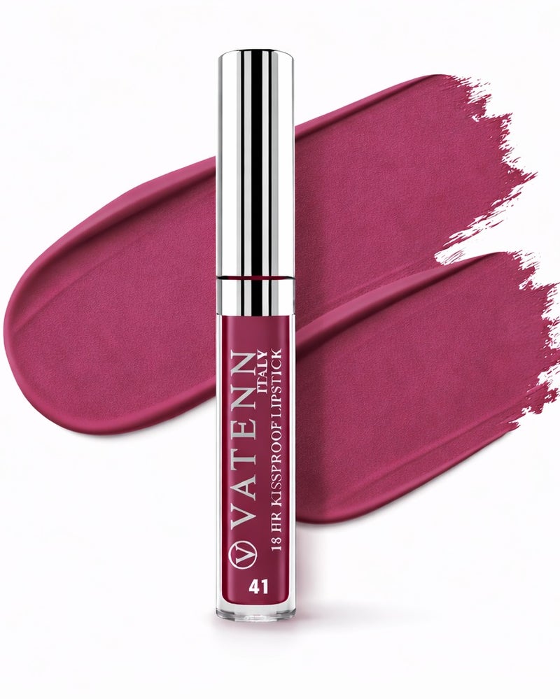 VATENN ITALY 18 Hr Kissproof Lipstick 41 Matte liquid lipstick, Lead-Free ,No Dry Feel, Weightless Feel, Vinyl Ink Kissproof /Lip Lingerie Transfer-Proof, All Day Wear. - Image 1